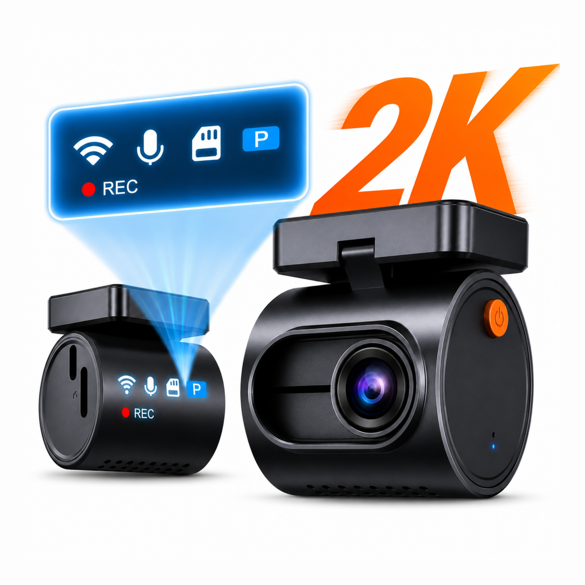 Dashcam 2K Mini 3 pro, Caméra pour voiture DVR - Surveillance de stationnement 24h/24, Commande vocale, Vision Nocturne