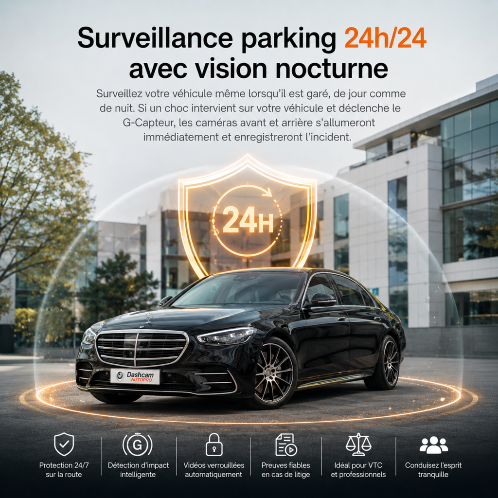 Dashcam 1080P pour voiture, 4 Caméras - Wifi, Surveillance de stationnement 24h/24, Vision Nocturne, Grand Angle 170° - Dashcam VTC