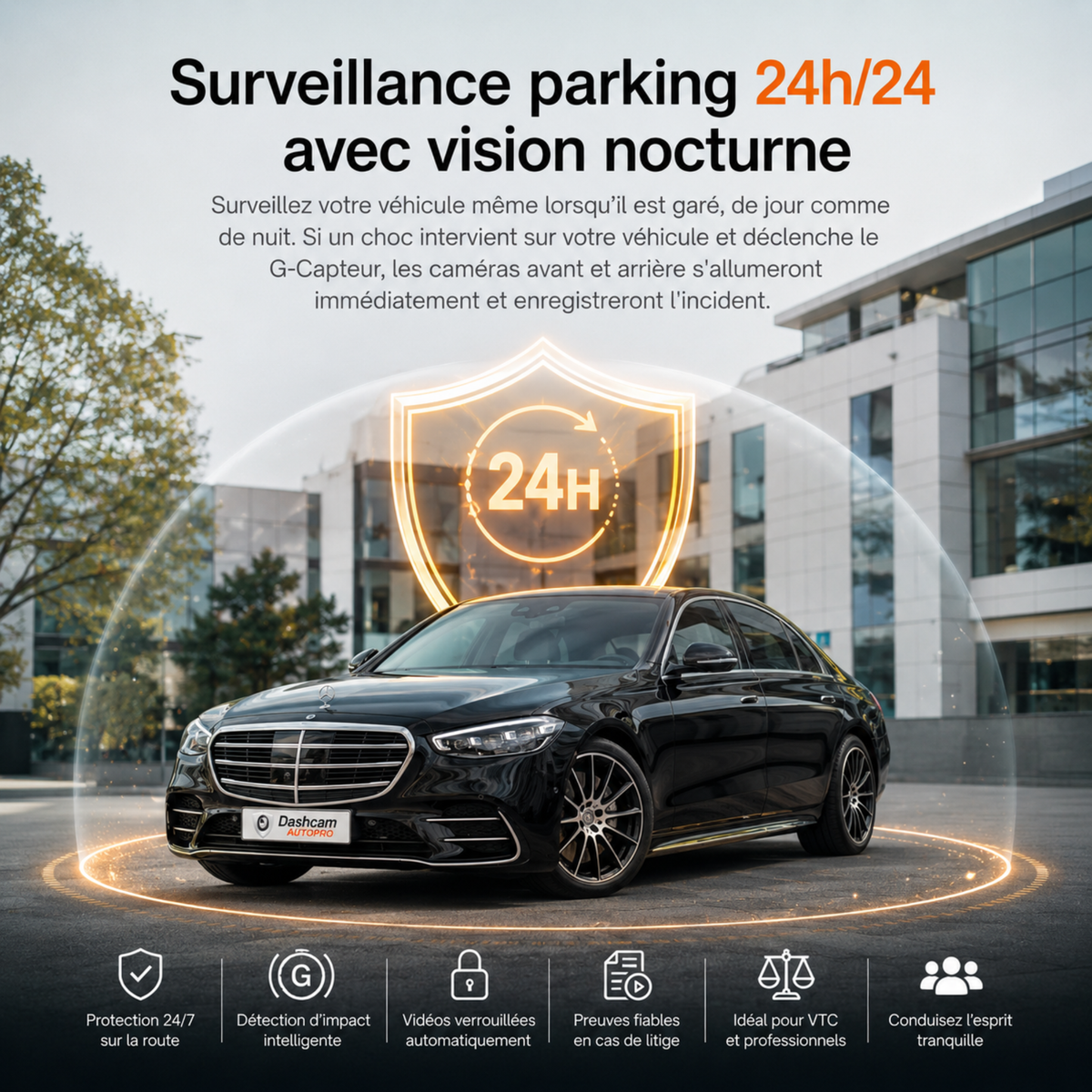 Dashcam 1080P pour voiture, 4 Caméras - Wifi, Surveillance de stationnement 24h/24, Vision Nocturne, Grand Angle 170° - Dashcam VTC