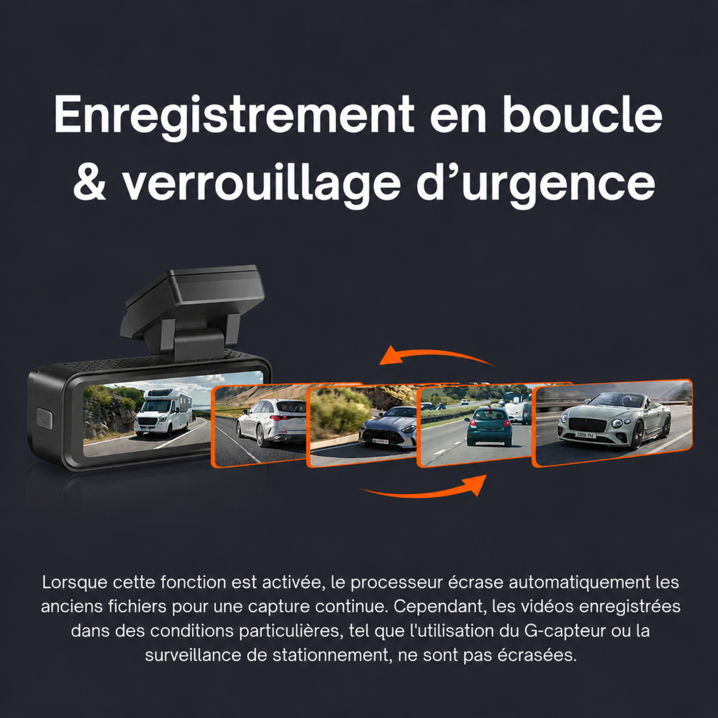 Dashcam 4k UHD pour voiture, Caméra Avant/Arrière - GPS, Wifi, Surveillance de stationnement 24h/24, Vision Nocturne, Grand Angle 170° - XP900