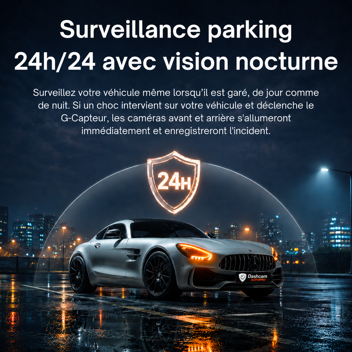 Dashcam 4k UHD pour voiture, Caméra Avant/Arrière - GPS, Wifi, Surveillance de stationnement 24h/24, Vision Nocturne, Grand Angle 170° - XP500
