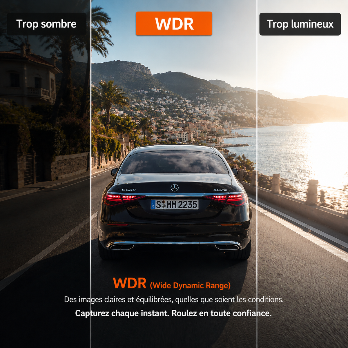 Dashcam 4k UHD pour voiture, Caméra Avant/Arrière - GPS, Wifi, Surveillance de stationnement 24h/24, Vision Nocturne, Grand Angle 170° - XP500