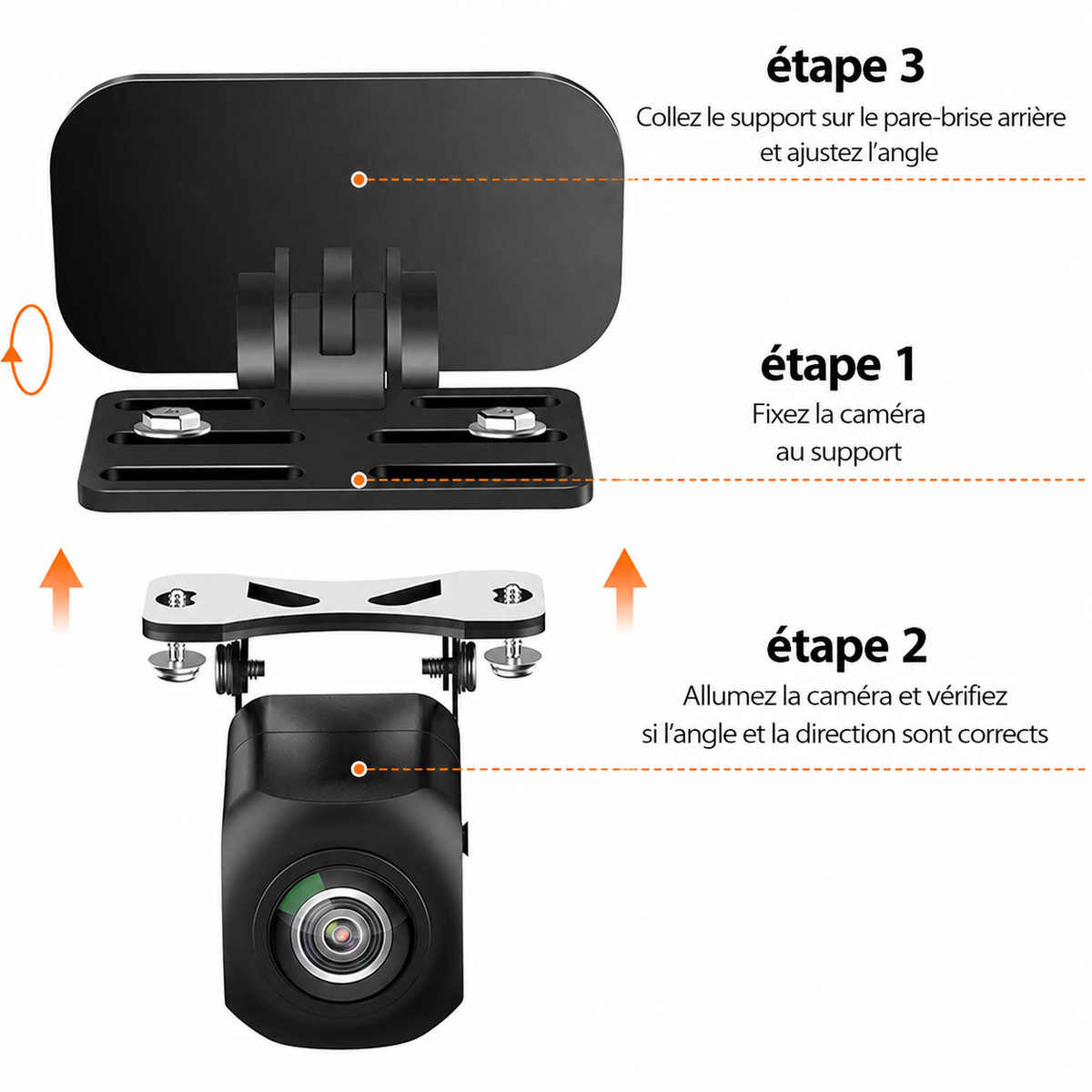 Support caméra de recul pare-brise arrière pour Dashcam